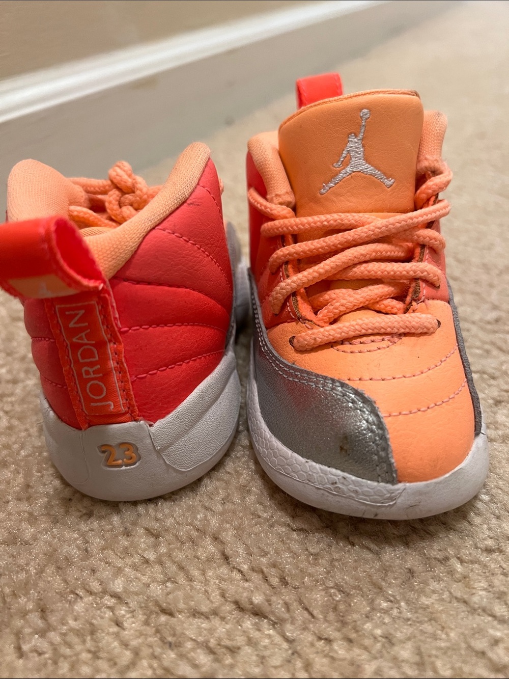 Jordan Kids High-Top Sneakers in Orange, Pink and Gray